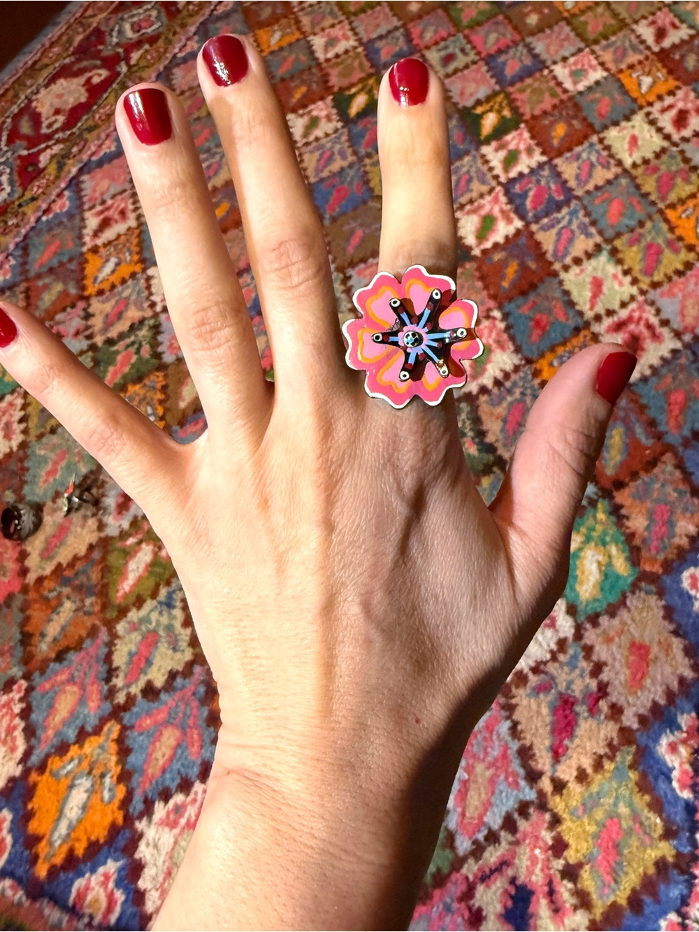 Colorful Mixed Statement Rings - Turquoise & Multicolor - Picture 6 of 8